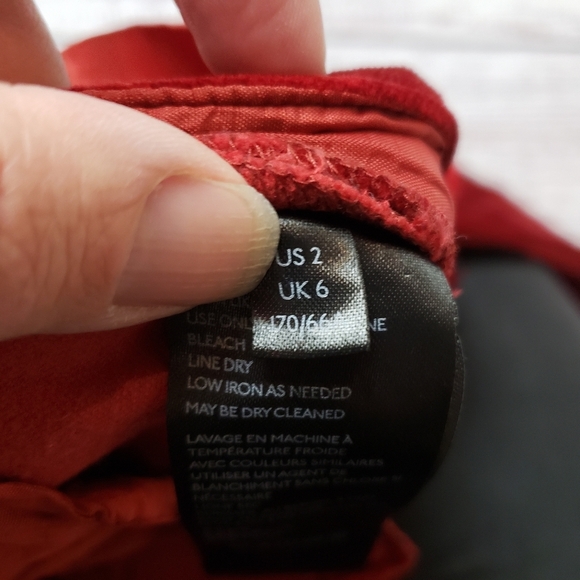 Anthropologie The Essential Slim Red High Waist Velvet pants Trousers  Size 2 - Picture 7 of 14